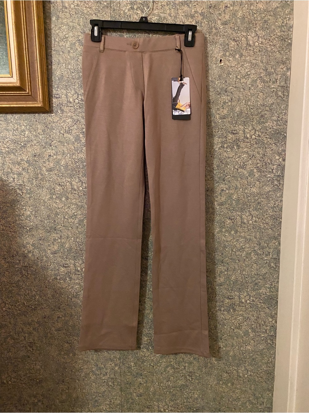 NWT Betabrand dress yoga leggings sz XS petite khaki tan straight leg